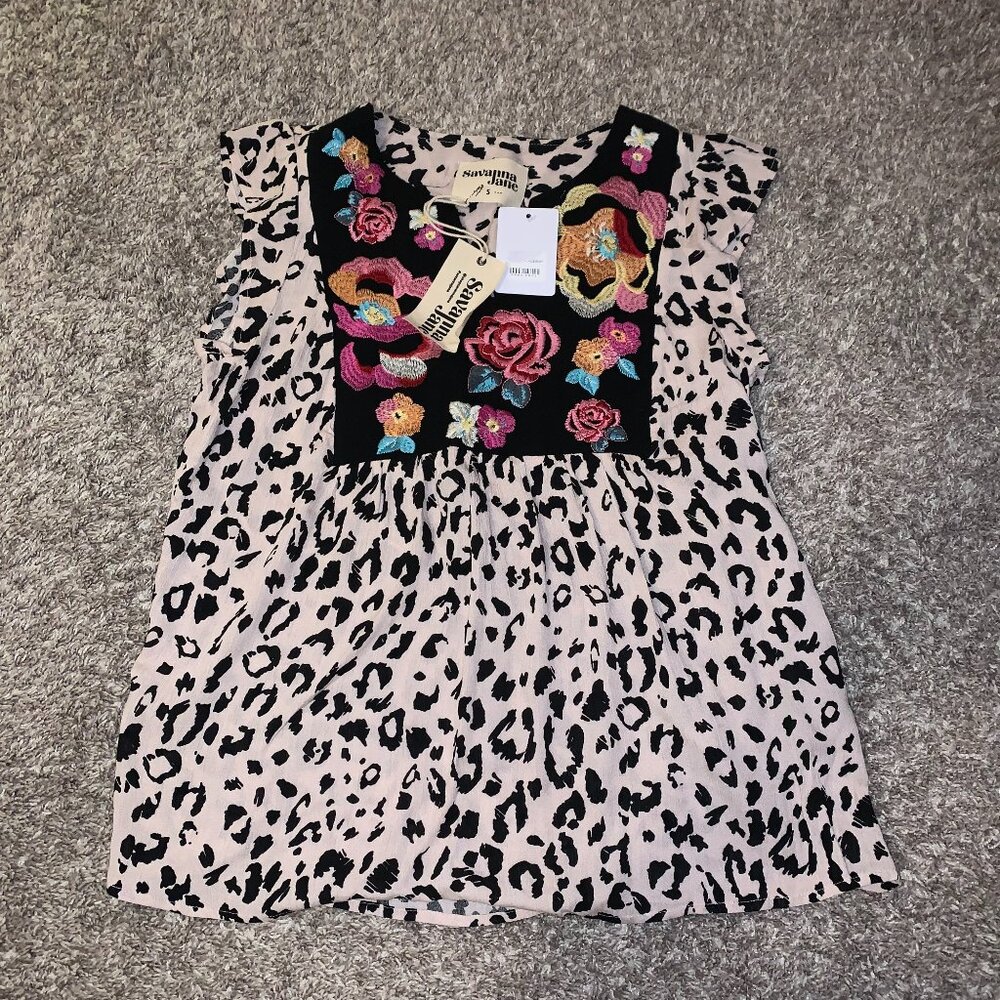 savanna jane y2k cheetah print and floral blouse